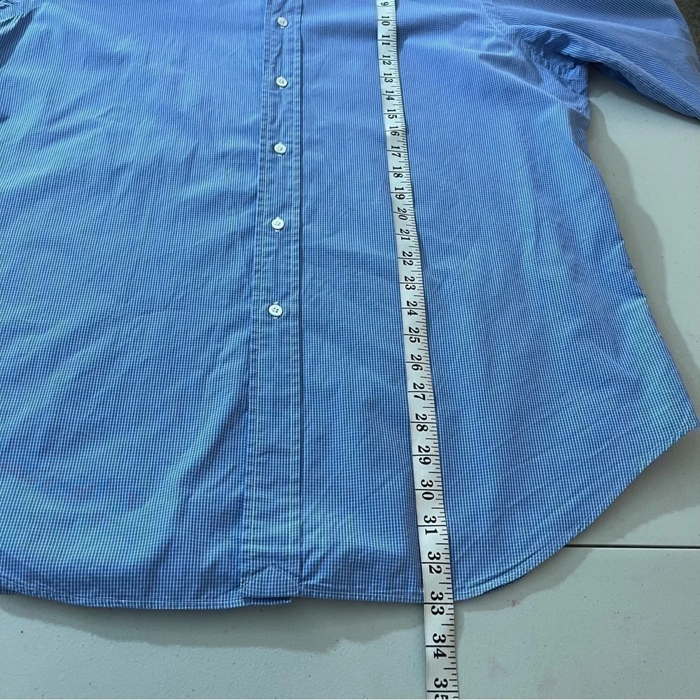 Polo Ralph Lauren Philip Two-Ply Cotton Men Button Down Shirt 17-35 Blue/White